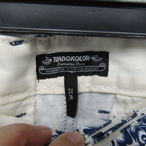 Turbokolor Men's Artistic Shorts Abstract Wave Fish Pattern Cotton Poland Sz 32 - Picture 5 of 12